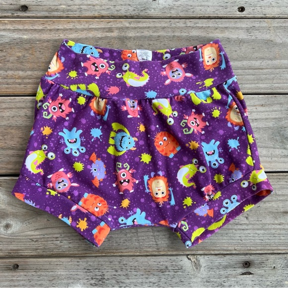 Bumblito Purple Monster Print Bubble Shorties - Size 5T-6T - Picture 1 of 3